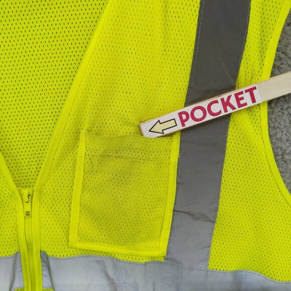 PIP Hi-Visibility Yellow Safety Vest Reflective Mesh Zip ANSI 107-2015 Type R 3X - Picture 10 of 14